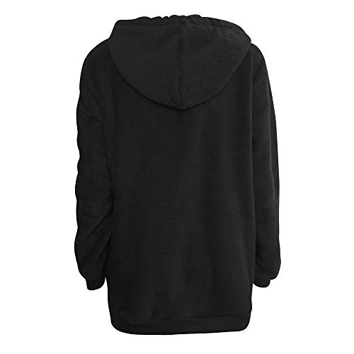 SHOBDW Liquidación Venta Mujer Sudadera con Capucha Suelta Tallas Grandes Jersey de Mujer Jersey otoño Invierno Manga Larga Remata Abrigo cálido (4XL, Negro)