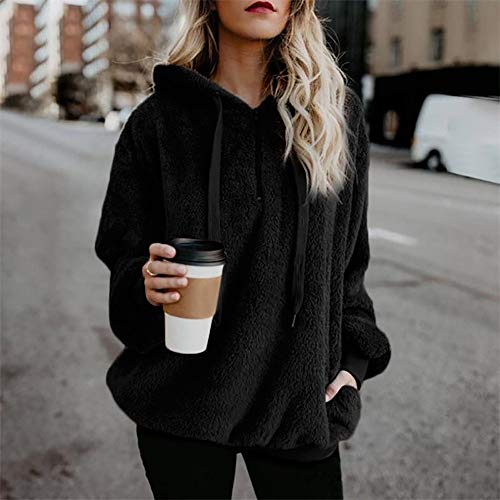 SHOBDW Liquidación Venta Mujer Sudadera con Capucha Suelta Tallas Grandes Jersey de Mujer Jersey otoño Invierno Manga Larga Remata Abrigo cálido (4XL, Negro)