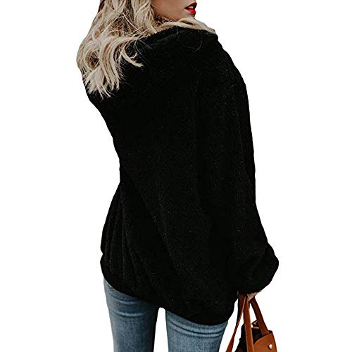 SHOBDW Liquidación Venta Mujer Sudadera con Capucha Suelta Tallas Grandes Jersey de Mujer Jersey otoño Invierno Manga Larga Remata Abrigo cálido (4XL, Negro)