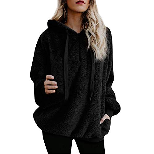 SHOBDW Liquidación Venta Mujer Sudadera con Capucha Suelta Tallas Grandes Jersey de Mujer Jersey otoño Invierno Manga Larga Remata Abrigo cálido (4XL, Negro)