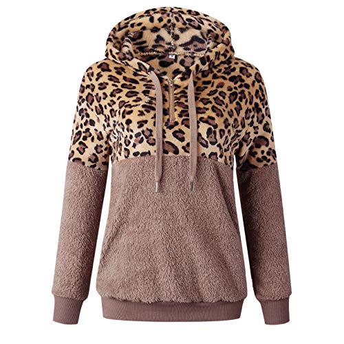 SHOBDW Liquidación Venta Mujer Sudadera con Capucha Suelta Tallas Grandes Jersey de Mujer Jersey otoño Invierno Manga Larga Remata Abrigo cálido (M, T-Caqui)