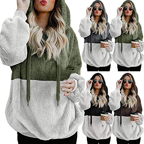 SHOBDW Liquidación Venta Mujer Sudadera con Capucha Suelta Tallas Grandes Jersey de Mujer Jersey otoño Invierno Manga Larga Remata Abrigo cálido (S, S-Café)