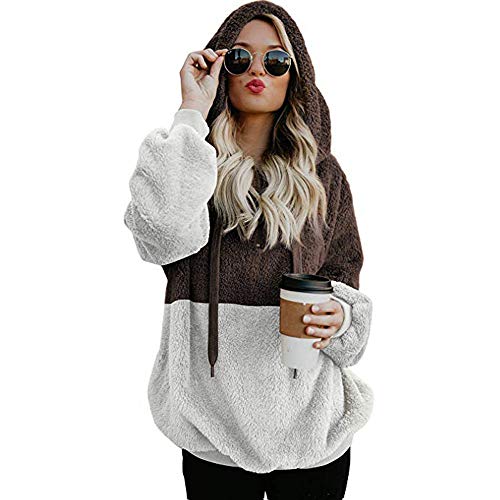 SHOBDW Liquidación Venta Mujer Sudadera con Capucha Suelta Tallas Grandes Jersey de Mujer Jersey otoño Invierno Manga Larga Remata Abrigo cálido (S, S-Café)