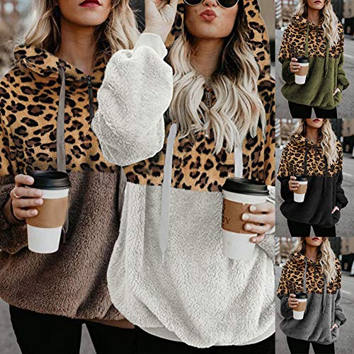 SHOBDW Liquidación Venta Mujer Sudadera con Capucha Suelta Tallas Grandes Jersey de Mujer Jersey otoño Invierno Manga Larga Remata Abrigo cálido (x-Large, R-Café)