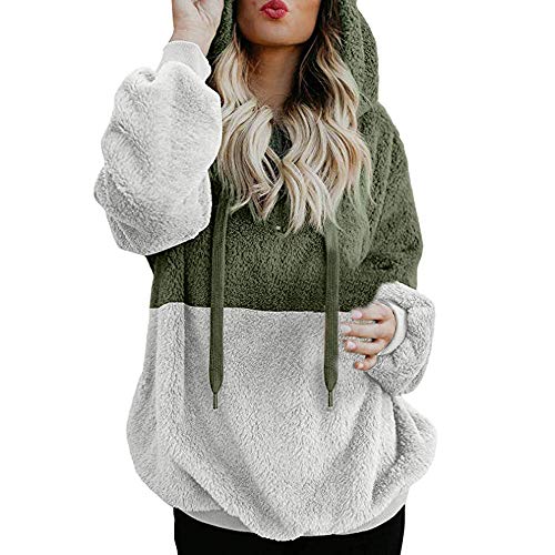 SHOBDW Liquidación Venta Mujer Sudadera con Capucha Suelta Tallas Grandes Jersey de Mujer Jersey otoño Invierno Manga Larga Remata Abrigo cálido (XL, S-Verde)