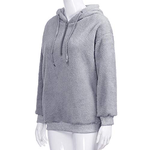 SHOBDW Liquidación Venta Mujer Sudadera con Capucha Suelta Tallas Grandes Jersey de Mujer Jersey otoño Invierno Manga Larga Remata Abrigo cálido(Gris,XL)