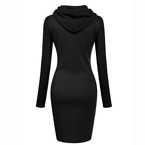 SHOBDW Mujer Liquidación Venta Sudadera con Capucha para de Color sólido Casual Fit Recta Invierno Manga Larga Tops Abrigos Chaqueta Sexy Vestidos Delgados (XL, S-Negro)