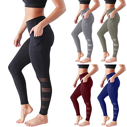 SHOBDW Mujer Moda Entrenamiento Capri Leggings Pantalones Colorido Estiramiento de Cintura Alta Gimnasio Deportes Gimnasio Mallas para Correr Yoga Atlético(Negro,XL)