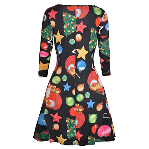 SHOBDW Mujer Navidad Santa Patinador señoras muñeco de Nieve Vestido Swing (Negro 1526, L) SHOBDW Mujer Navidad Santa Patinador señoras muñeco de Nieve Vestido Swing (Negro 1526, L)