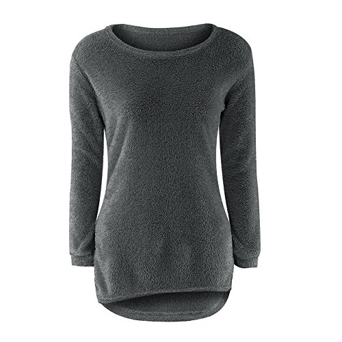 SHOBDW Mujer Suéter para Mujer Cuello Redondo Cárdigan Ocasional Sólido Suelto Otoño Invierno Tops de Manga Larga Cálido Prendas de Punto Jersey Jerséis Blusa Abrigo Vestido(Gris,XL)