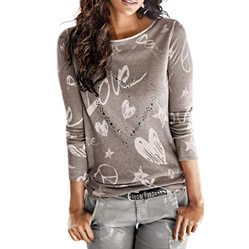 SHOBDW Mujeres Camiseta de Manga Larga con Cuello Redondo y Camisa Impresa Moda Casual Primavera Otoño Blusa Algodón Suelto Tops Sudadera Pullover Camiseta Elegante(Café,M) SHOBDW Mujeres Camiseta de Manga Larga con Cuello Redondo y Camisa Impresa Moda Casual Primavera Otoño Blusa Algodón Suelto Tops Sudadera Pullover Camiseta Elegante(Café,M)