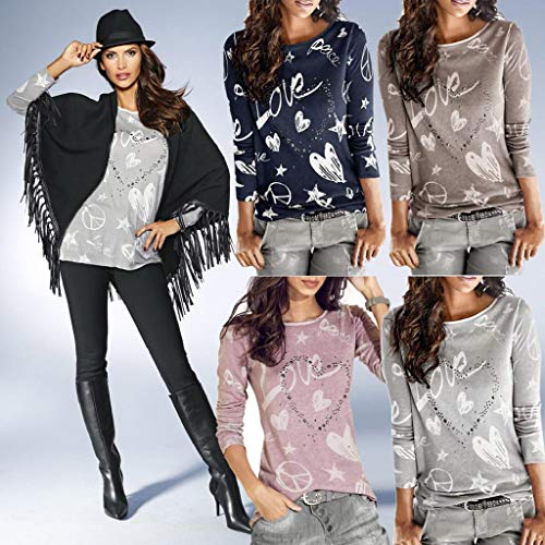 SHOBDW Mujeres Camiseta de Manga Larga con Cuello Redondo y Camisa Impresa Moda Casual Primavera Otoño Blusa Algodón Suelto Tops Sudadera Pullover Camiseta Elegante(Café,M) SHOBDW Mujeres Camiseta de Manga Larga con Cuello Redondo y Camisa Impresa Moda Casual Primavera Otoño Blusa Algodón Suelto Tops Sudadera Pullover Camiseta Elegante(Café,M)