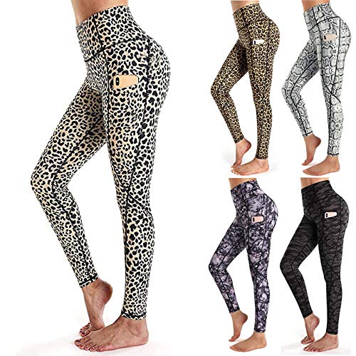 SHOBDW Mujeres Carta de Moda Estirar Imprimir Push Up Entrenamiento Leggings Gimnasio Deportes Gimnasio Cintura Alta Mallas para Correr Pantalones de Yoga Pantalones Deportivos Suaves(Azul,L)