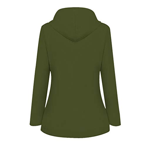 SHOBDW Mujeres de Manga Larga Suelta botón Trim Blusa de Color sólido Cuello Redondo túnica Camiseta (Ejercito Verde, XXL)