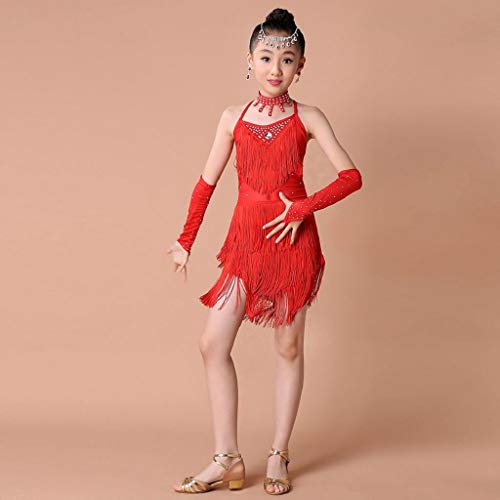 SHOBDW Niños pequeños niñas de Ballet Latino Vestido de Fiesta Dancewear salón de Baile Disfraces para 2-13T (Rojo, 6/7T)