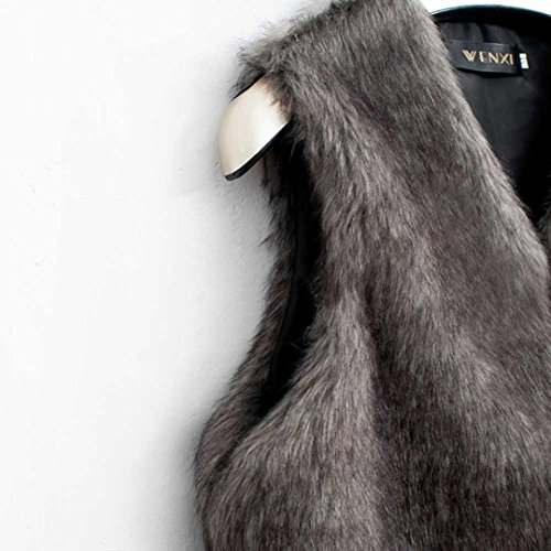 SHOBDW ¡ Promoción navideña Mujeres Faux Chaleco de Piel sin Mangas Abrigo Chaqueta de Pelo Largo Chaleco (Gris, L) SHOBDW ¡ Promoción navideña Mujeres Faux Chaleco de Piel sin Mangas Abrigo Chaqueta de Pelo Largo Chaleco (Gris, L)