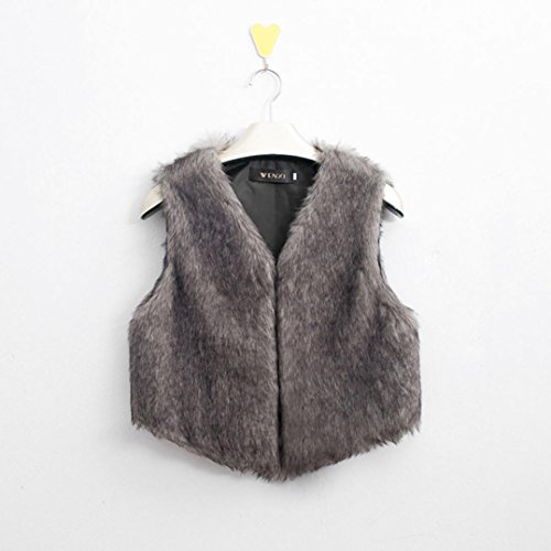 SHOBDW ¡ Promoción navideña Mujeres Faux Chaleco de Piel sin Mangas Abrigo Chaqueta de Pelo Largo Chaleco (Gris, L) SHOBDW ¡ Promoción navideña Mujeres Faux Chaleco de Piel sin Mangas Abrigo Chaqueta de Pelo Largo Chaleco (Gris, L)