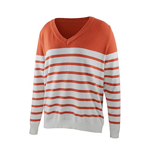 SHOBDW Separación Mujer Camiseta Manga Larga Labor de Retazos Blusa Tops otoño Invierno Ropa (S, Naranja)