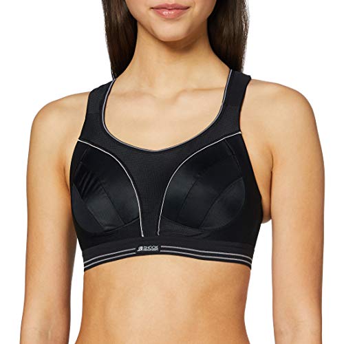 Shock Absorber Run Sujetador Estilo Bralette, Negro - Negro/Plata, Talla del Reino Unido: 36FF para Mujer