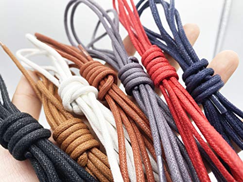 Shoelaces Quality Cotton Waterproof Leather Boot Boot Shoe Laces Round Shape Fine Rope White Black Red Blue Gray Brown, Marrón (marrón oscuro), 100