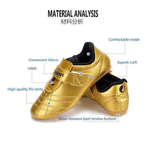 Shoes Zapatos de Taekwondo para Niños, Zapatos de Entrenamiento de Artes Marciales de Fondo de Tendón de Carne de Vaca Livianos Y Resistentes Al Desgaste (Dorado) Shoes Zapatos de Taekwondo para Niños, Zapatos de Entrenamiento de Artes Marciales de Fondo de Tendón de Carne de Vaca Livianos Y Resistentes Al Desgaste (Dorado)