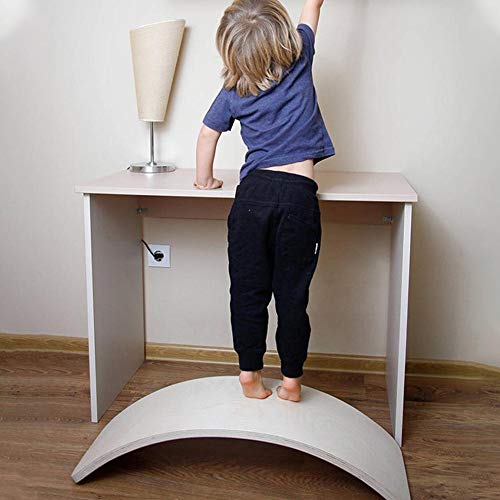 SHOH Tabla De Equilibrio De Madera, Tabla Curva De Madera Kinderboard para Niños Pequeños, Adolescentes, Adultos, Waldorf Toys, Tabla De Yoga para Niños, Tabla Curvilínea, Tabla De Balancín De Madera