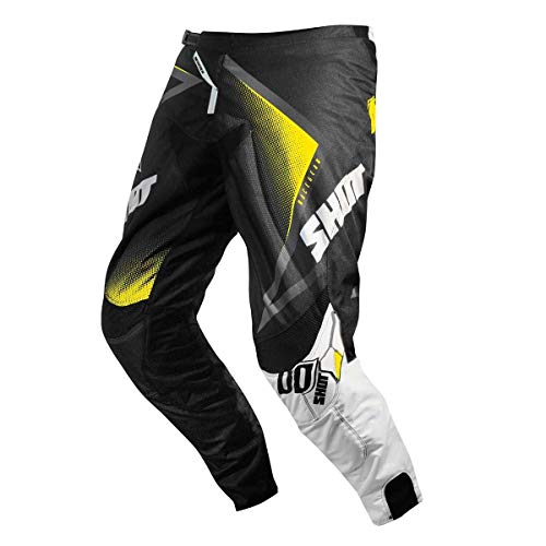 SHOT - Pantalón Cross Contact Réplica Rockstar 3.0, Negro, Blanco y Amarillo, Talla 28 Us