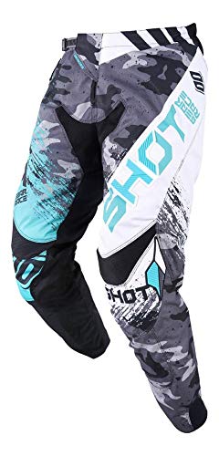 SHOT Pantalón Cross Contacto Counter, color blanco/verde, talla 26us SHOT Pantalón Cross Contacto Counter, color blanco/verde, talla 26us