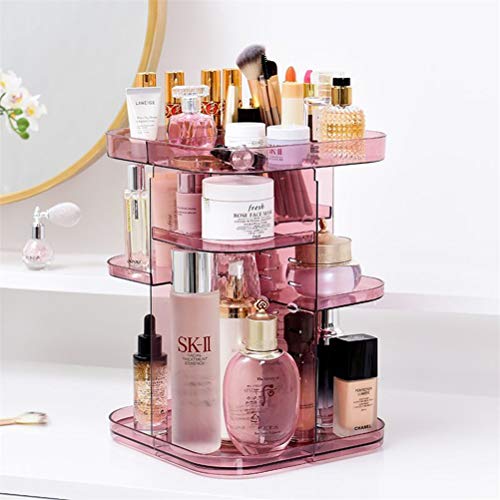 Shounadai Rack de Maquillaje Giratorio Cuadrado de 360 ​​Grados Caja de Almacenamiento de cosméticos de plástico Estante de Almacenamiento de Almacenamiento para el Cuidado de la Piel (Color : Red)