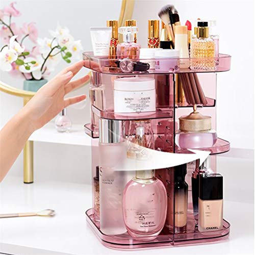 Shounadai Rack de Maquillaje Giratorio Cuadrado de 360 ​​Grados Caja de Almacenamiento de cosméticos de plástico Estante de Almacenamiento de Almacenamiento para el Cuidado de la Piel (Color : Red)