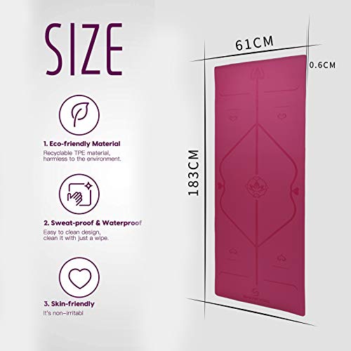 showyoo Esterilla Yoga Antideslizante Alfombrilla de Yoga Esterilla Pilates Esterilla Deporte 183 x 61cm, No tóxico, con Material ecológico TPE con líneas corporales Yoga Mat diseñado, Fitness showyoo Esterilla Yoga Antideslizante Alfombrilla de Yoga Esterilla Pilates Esterilla Deporte 183 x 61cm, No tóxico, con Material ecológico TPE con líneas corporales Yoga Mat diseñado, Fitness