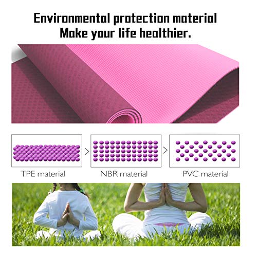 showyoo Esterilla Yoga Antideslizante Alfombrilla de Yoga Esterilla Pilates Esterilla Deporte 183 x 61cm, No tóxico, con Material ecológico TPE con líneas corporales Yoga Mat diseñado, Fitness