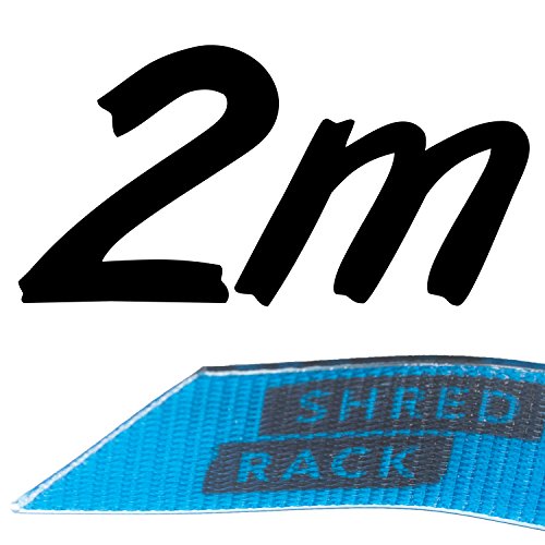 ShredRack Tension Strap Premium con Cierre de Pinza para Crossfit/Sport - 2 Correas de fijación con Bolsa (2m de Largo, Azul, 200 Dan)