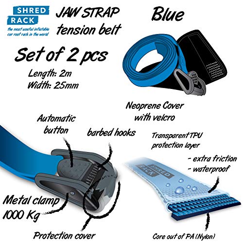 ShredRack Tension Strap Premium con Cierre de Pinza para Crossfit/Sport - 2 Correas de fijación con Bolsa (2m de Largo, Azul, 200 Dan) ShredRack Tension Strap Premium con Cierre de Pinza para Crossfit/Sport - 2 Correas de fijación con Bolsa (2m de Largo, Azul, 200 Dan)