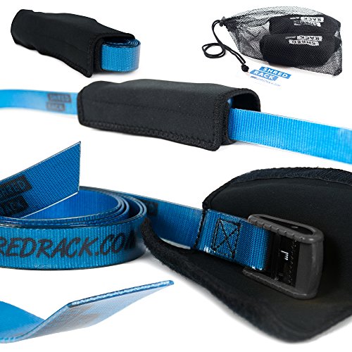 ShredRack Tension Strap Premium con Cierre de Pinza para Crossfit/Sport - 2 Correas de fijación con Bolsa (2m de Largo, Azul, 200 Dan)