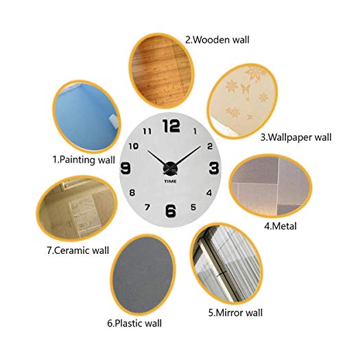 SHS2018 Moderno reloj de pared silencioso DIY reloj de pared 3D adhesivo reloj de pared para decoración regalo para casa, restaurante, oficina y hotel (plateado)