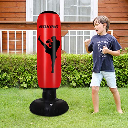 shuaiyin Saco De Boxeo Inflable De 170 Cm / 67 Pulgadas, Saco De Boxeo Independiente Que Se Recupera para Practicar Karate, Taekwondo, MMA, Juguete De Boxeo para Niños Y Adultos