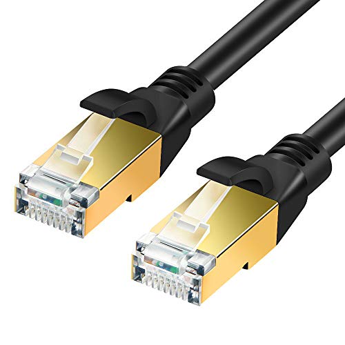 SHULIANCABLE Cable Ethernet Cat 8, Cable de Red Cable de Conexión RJ45 LAN Cable F/FTP Blindaje 40 Gbps,2000Mhz (3M)