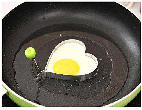 shun yi Molde para tortilla de acero inoxidable para tortitas y panqueques, juego de 4 unidades, redondo, forma de corazón, forma de flor, anillo pentagonal para huevos, tortilla y galleta shun yi Molde para tortilla de acero inoxidable para tortitas y panqueques, juego de 4 unidades, redondo, forma de corazón, forma de flor, anillo pentagonal para huevos, tortilla y galleta