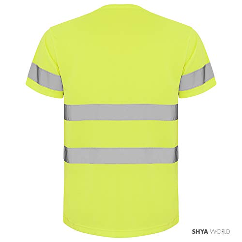 ShyaWorld Camiseta Trabajo Reflectante Alta Visibilidad homologada Seguridad (Amarillo Reflectante, M) ShyaWorld Camiseta Trabajo Reflectante Alta Visibilidad homologada Seguridad (Amarillo Reflectante, M)