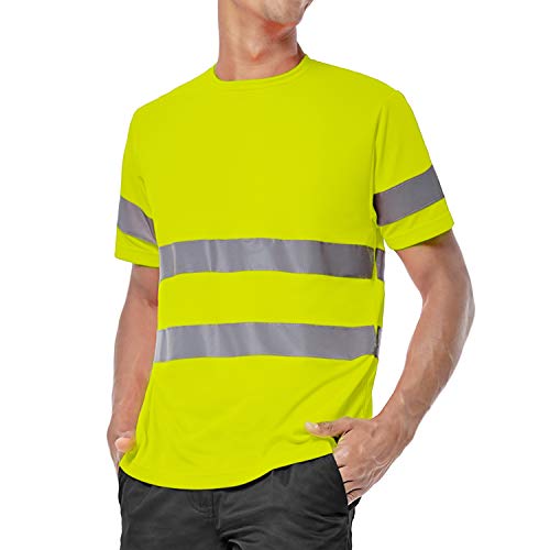 ShyaWorld Camiseta Trabajo Reflectante Alta Visibilidad homologada Seguridad (Amarillo Reflectante, M)