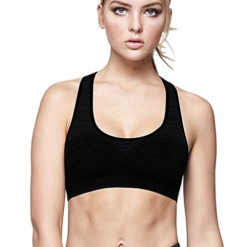 ShyaWorld Sujetador Deportivo Mujer. Suave,con Refuerzo y sin Costuras. Top con Tejido técnico (Negro, S) ShyaWorld Sujetador Deportivo Mujer. Suave,con Refuerzo y sin Costuras. Top con Tejido técnico (Negro, S)
