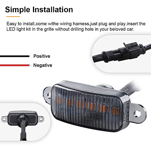 Sidaqi 4LED 12W Ámbar Luces de advertencia de la parrilla delantera del coche DRL Lámpara de la cubierta del parachoques delantero Apto para SUV Ford F-150 Raptor 2014-2020 impermeable