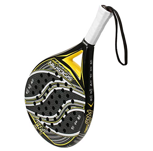 SideSpin Pala de Padel AW5 Full Carbon Eva Mix Texturado, Consigue Potencia + Control + Efecto, Adultos Unisex, Amarillo, 38 mm