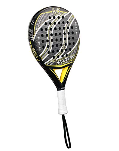 SideSpin Pala de Padel AW5 Full Carbon Eva Mix Texturado, Consigue Potencia + Control + Efecto, Adultos Unisex, Amarillo, 38 mm