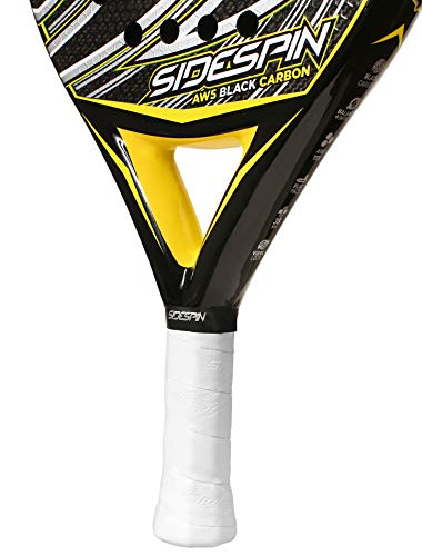 SideSpin Pala de Padel AW5 Full Carbon Eva Mix Texturado, Consigue Potencia + Control + Efecto, Adultos Unisex, Amarillo, 38 mm