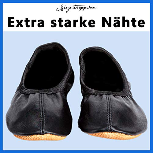 Siegertreppchen® Zapatillas Deportivas de Gimnasia Zapatos de Baile Emmi Talla 34 de Tela Negra para niñas y niños. Suela Transpirable y Antideslizante.