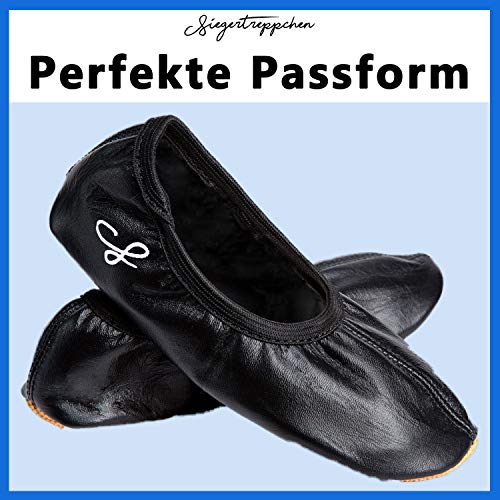 Siegertreppchen® Zapatillas deportivas de piel (talla 26-40), color negro, zapatillas de gimnasia para niños y adultos, zapatillas de ballet transpirables y antideslizantes, color Negro, talla 37 EU Siegertreppchen® Zapatillas deportivas de piel (talla 26-40), color negro, zapatillas de gimnasia para niños y adultos, zapatillas de ballet transpirables y antideslizantes, color Negro, talla 37 EU