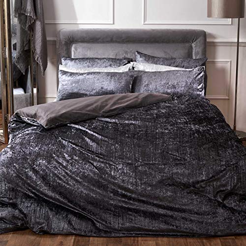 Sienna Juego de Funda de edredón de Terciopelo Arrugado con Funda de Almohada Valencia, Color Gris carbón – Individual Sienna Juego de Funda de edredón de Terciopelo Arrugado con Funda de Almohada Valencia, Color Gris carbón – Individual