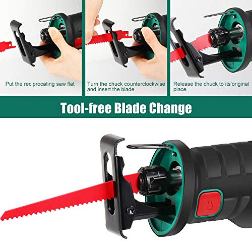 Sierra Sable Inalámbrica, Sierra de Sable HYCHIKA 18V, Sierra Alternativa de Batería, 2 Baterías 2.0Ah, Velocidad Variable de 0-2800 RPM, 4 Hojas de Sierra, Luz LED, Ideal para Cortar Madera y Metal Sierra Sable Inalámbrica, Sierra de Sable HYCHIKA 18V, Sierra Alternativa de Batería, 2 Baterías 2.0Ah, Velocidad Variable de 0-2800 RPM, 4 Hojas de Sierra, Luz LED, Ideal para Cortar Madera y Metal